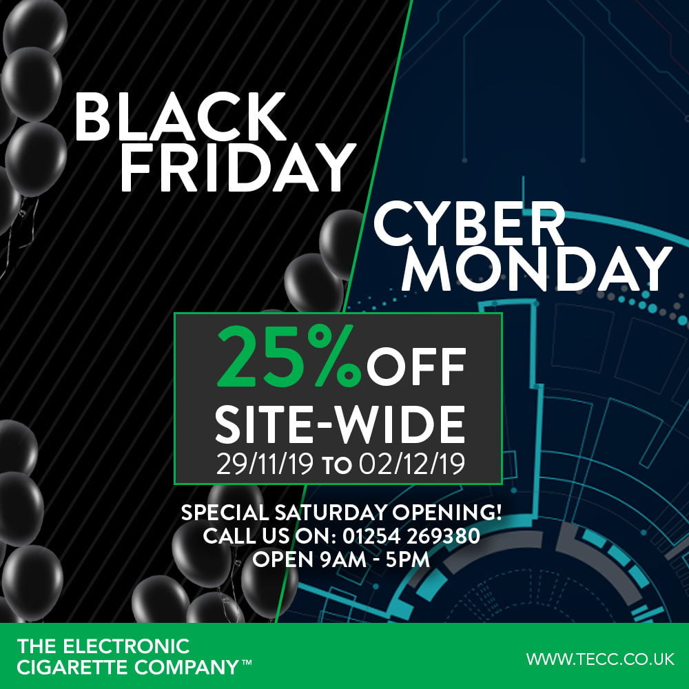 Black Friday 25% Off SITE-WIDE At TECC | Vape Bargains UK