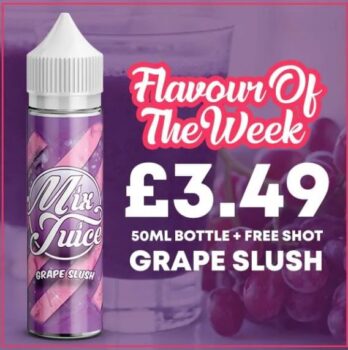 MixJuice, Grape, Slush, 50ml, E-Liquid, 70vg, max vg, sweet, ice grape, grape slush, shortfill, short fill, end may sales, vape sales, vape uk, discount vape,