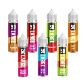 50 Large, 50ml, E-Liquid, Shortfill, 0mg, 70vg, mango, berry, creamy strawberry, crispy coffee, kiwimelon, pecanilla, 50 large liquid sales,