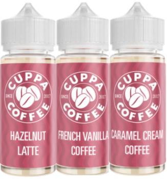 CUPPA, COFFEE, 100ML, Caramel Cream Coffee, Hazelnut latte, French Vanialle Coffee, Uk Vape deals, Discounted E-liquid UK, November E-liquid Deals, 2020