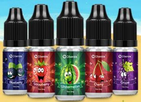 Ciberate, 5 Packs 10ml Multi Fruit, E Liquid, Vape Liquid, Vape E Cigarettes, E Juice, E Cig Vape Starter Kits, Blueberry, Cherry, Strawberry, Watermelon, Grape, 0mg,