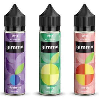 Triple Pack, 3 x 50ml, Blueberry, Lemon, Peach, E Liquid, 70/30, Vape Juice, E-Liquid, E-Cigarette, Flavoured, eJuice, No Nicotine, 60ml Bottle, Short Fill, Gimme E Liquid