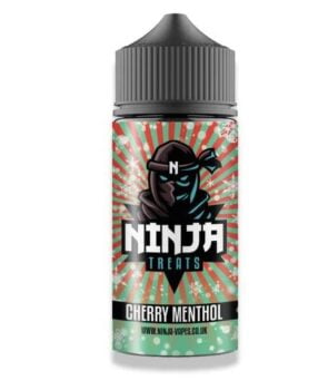 Ninja Treats, 100ml, Vape E Liquid, 40 Flavours Premium, Ecig Vape Juice, 70/30, Short-Fill, Electronic Cigarette, Vapes, Pod Vape, Starter Kits, Eliquid, No Nicotine, Cherry Menthol