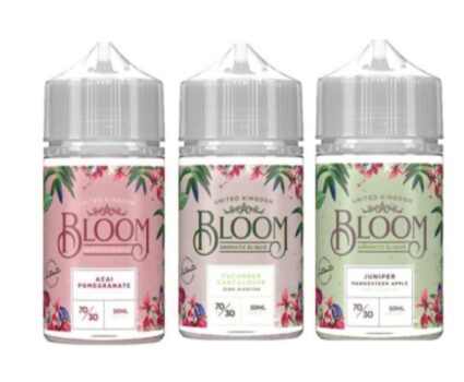 Bloom eLiquid Range, 50ml, 50ml shortfill e-liquid uk, bloom e-liquid deals, acai pomegrante, cucumber cantaloupe, juniper mango steen apple, lemon lavender, pear elderflower, starfuit cactus, Boxing Day Vape Sales 2020, January 2021 Vape Deals,