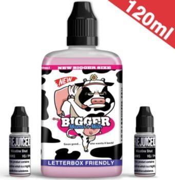 120ml, Bigger Mama's Milk, Shortfill, strawberry, coupon code, rejuiced coupon, discount code 2021, strawberry milk UK, Rejuiced E-Liquid,