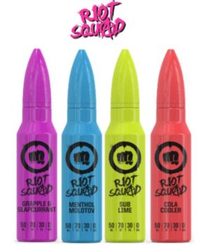 Riot Squad, menthol moltov, sub lime, cola cooler, grapple and slapcurrant, 0mg, 70vg, bullet e-liquid, max vg, Riot Squad E-liquid Deals UK, Ejuice UK, Riot Squad UK, Cheapest Riot Squad Liquid UK Deal,