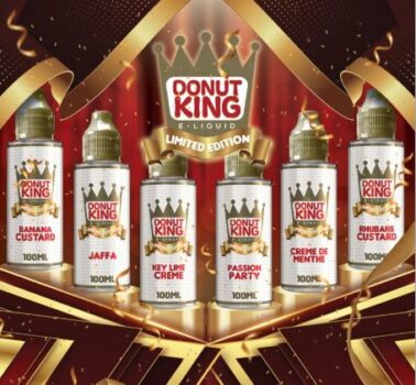 Donut Limited Edition, 100ml, E-liquid, 0mg, short fills, jaffa, key lime creme custard, passion pastry, rhubarb & custard, banana custard, creme de menthe