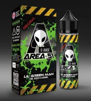 lil green man, area 51 green man liquids, 50ml, E-Liquid, Short Fill, area 51, lime, 50vg, biscuit, caramel, sweet, sour, minty, cheap 70vg, 70vg shortfill deals, mouth to lung liquids, MTL ecig juice