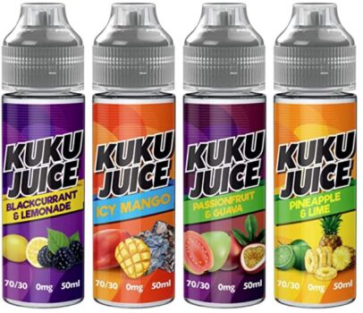 kuku juice, kuku liquid, kuku icy mango, kuku blackcurrant, kuku pineapple, 70vg, 100ml fruity liquid