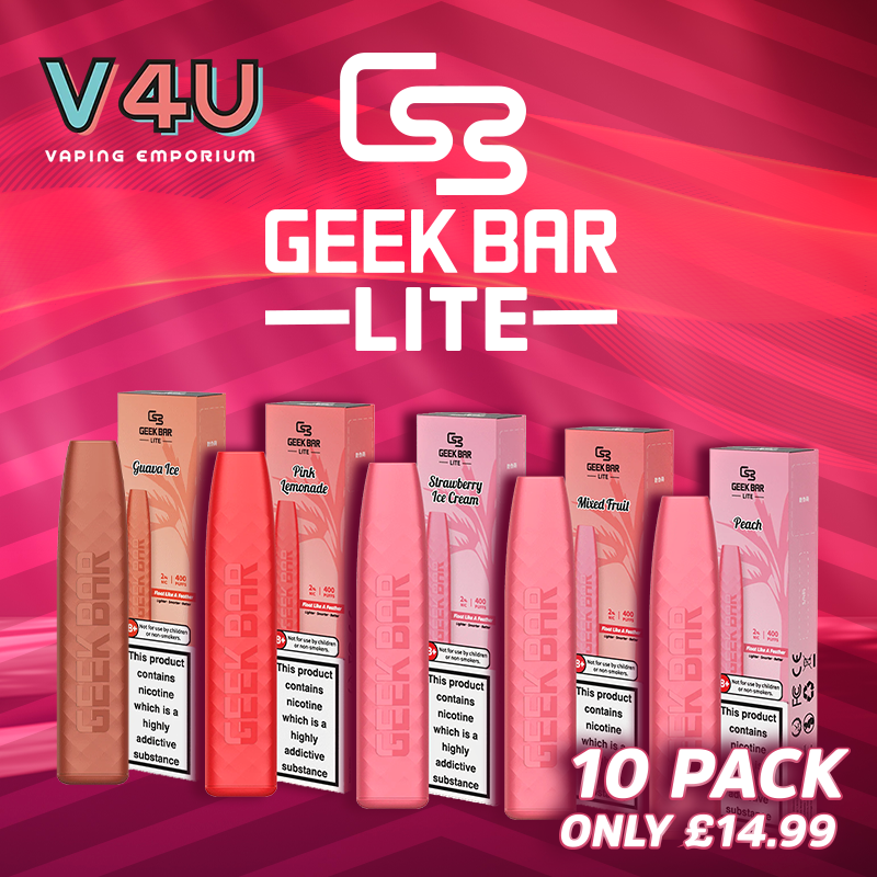 Geek Bar Lite 10 pack Disposable Vapes £14.99 Vape Bargains UK