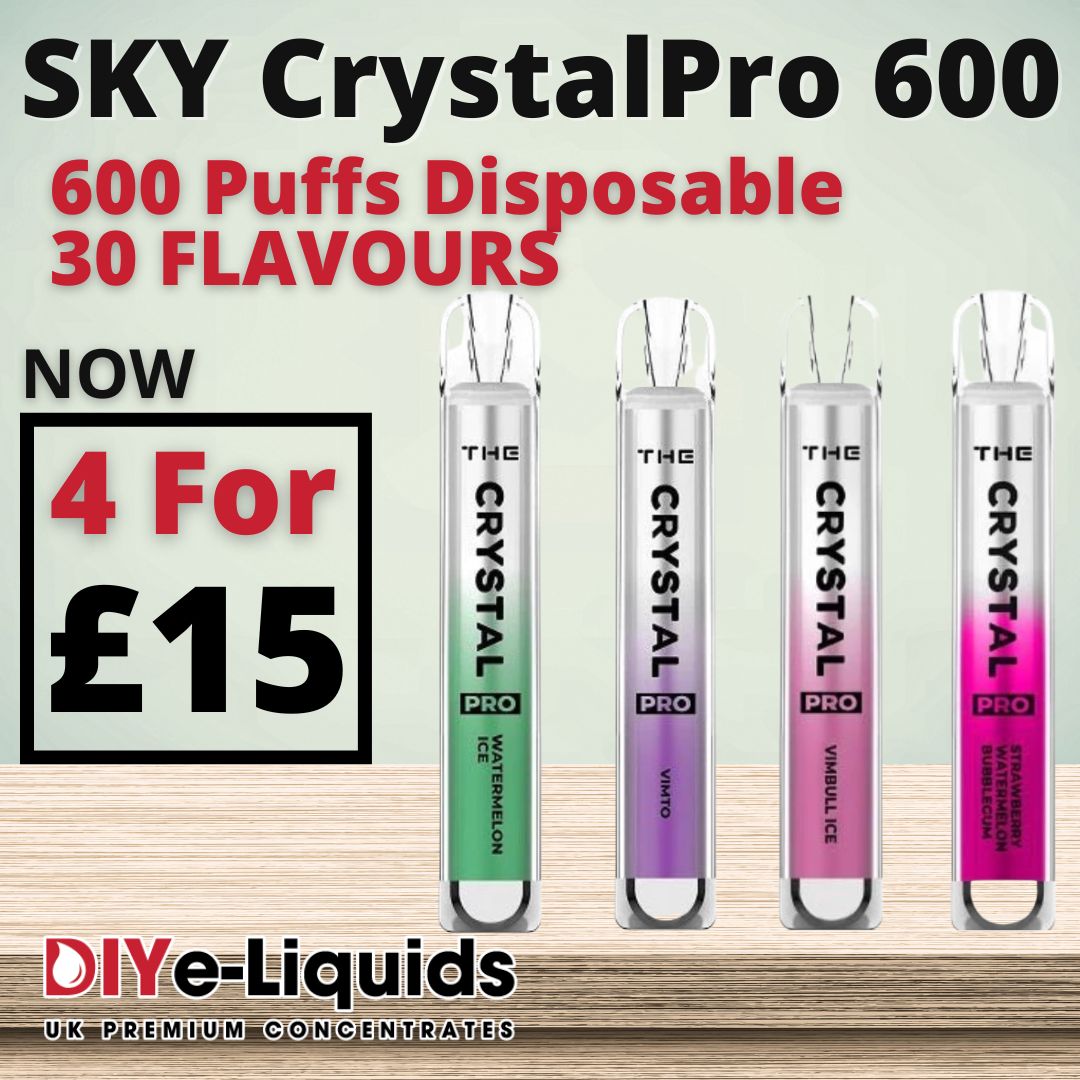 Sky Crystal Pro 600 Puff Bar 4 Pack Disposable Device £15.00 Vape Bargains UK Sky Crystal Pro 600 Puff Bar 4 Pack Disposable Device £15.00 Vape Bargains UK