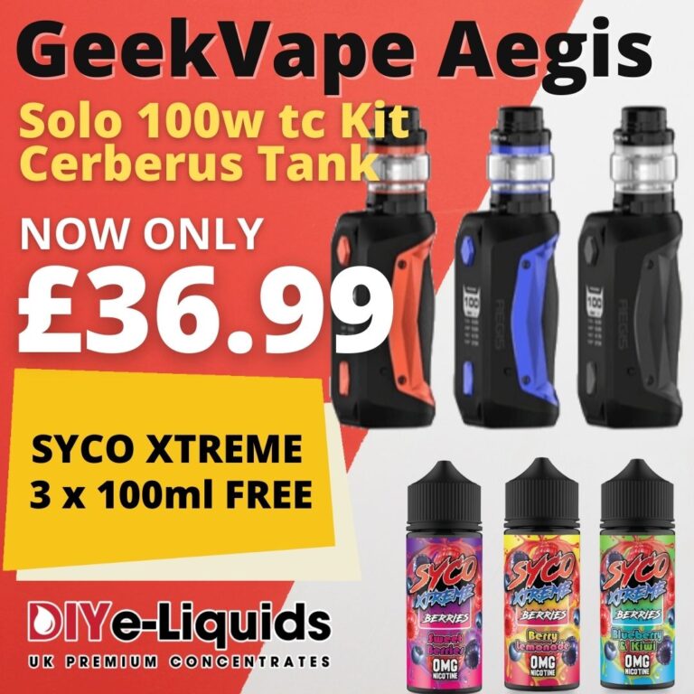 Geek Vape Aegis Solo 100W Kit with Cerberus Tank Bundle – £36.99