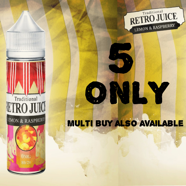 Retro Lemon Raspberry 50ml E Liquid Shortfill – £5.00