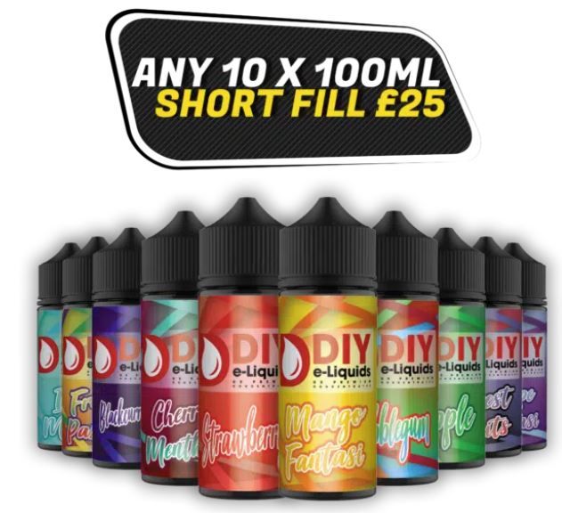 DIY E Liquids 10x 100ml Shortfills – £25.00
