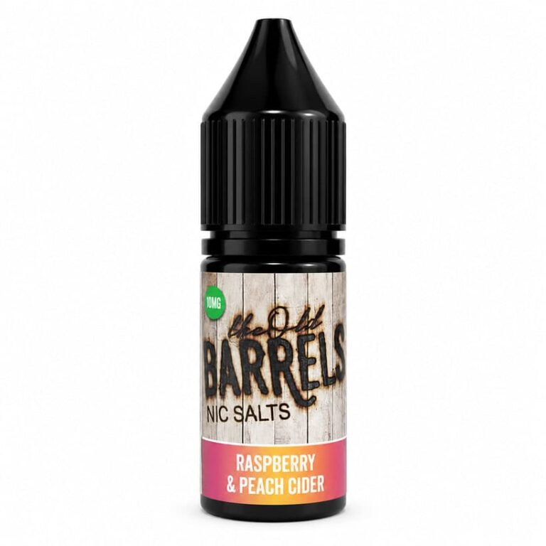 The Old Barrels Raspberry Peach Cider Nic Salt E-Liquid 10ml – £0.49