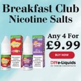 Breakfast Club 4x 10ml Salt E Liquid – £9.99