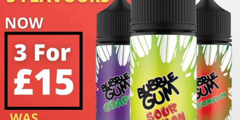 Bubblegum Shortfill 3 x 100ml E Liquid – £15.00