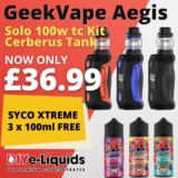 Geek Vape Aegis Solo 100W Kit with Cerberus Tank Bundle – £36.99
