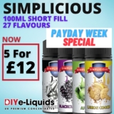 Simplicious 5x 100ml Shortfill E Liquids – £12.00