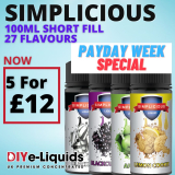 Simplicious 5x 100ml Shortfill E Liquids – £12.00
