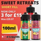Sweet Retreats 3 x 100ml Shortfill E Liquids – £15.00